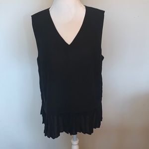 The Limited Size Extra Large Tank top peplum top with pleated bottom zipper back